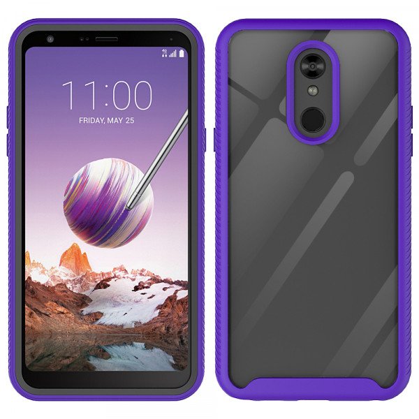 Wholesale LG Stylo 5 Clear Dual Defense Hybrid Case (Purple)